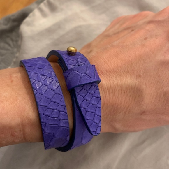 GEOX python print cow leather wrap bracelet: indigo: new with tags - Picture 2 of 5